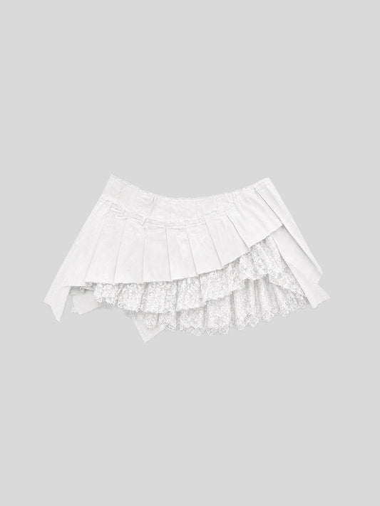 Morphos Deconstructed Lace Skirt - White