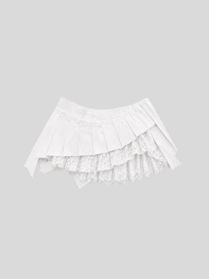Morphos Deconstructed Lace Skirt - White