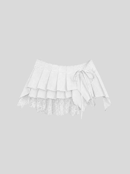 Morphos Deconstructed Lace Skirt - White