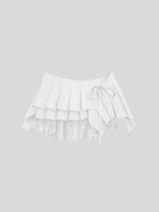 Morphos Deconstructed Lace Skirt - White