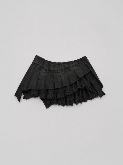 Morphos Deconstructed Lace Skirt - Black