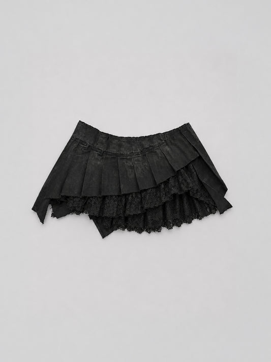 Morphos Deconstructed Lace Skirt - Black