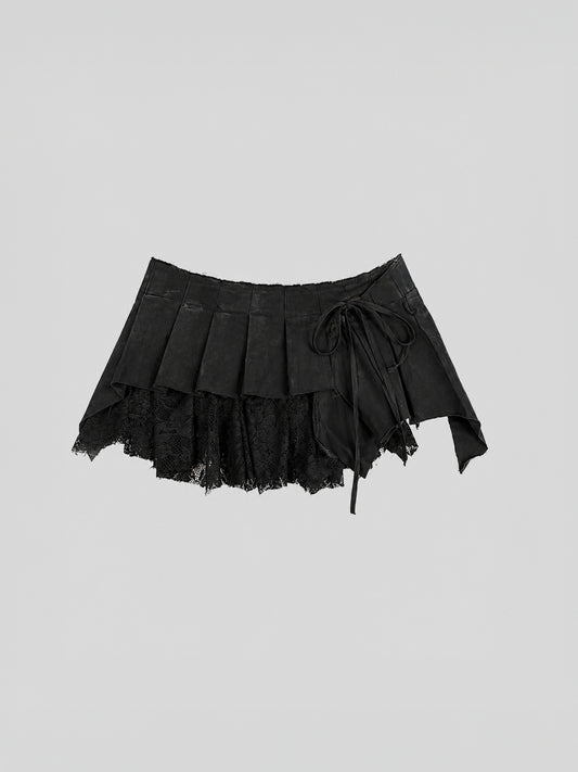 Morphos Deconstructed Lace Skirt - Black